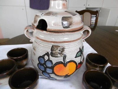 bowle set,Rumtopf,Punschtopf, Mai-Bowletopf, Scheurich -Keramik, 6 Becher - Bild 1 von 2