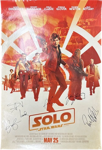 Solo A Star Wars Story Main Cast x6 Signed Poster BAS (Grad Collection) Cover