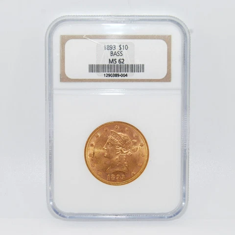 1893 $10 Liberty Head Gold Eagle 1/2oz - NGC MS62 (BASS Collection) Cover