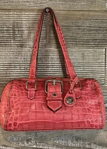 Vintage Dooney and Bourke Pink Croc Embossed Leather Duffel Bag - Picture 1 of 8