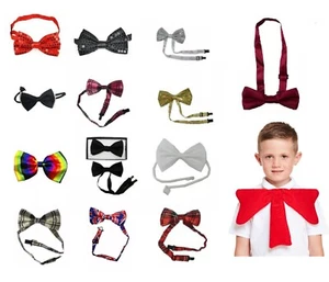 Boys & Girls Clip On Comedy Costume Bow Tie Fancy Dress Up Party Accessory - Picture 1 of 32