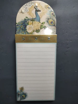 Punch Studio ~ Floral Peacock Lined Magnetic  Notepad ~ 75 Sheets ~  NEW/SEALED - Image 1 of 4