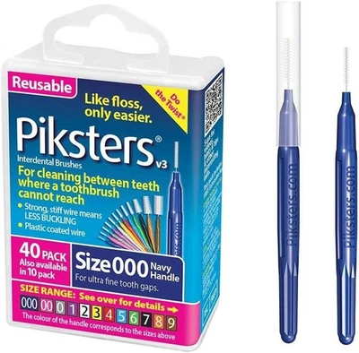 Piksters Interdental Brushes, 40 pk, 40 Count (Pack of 1), Size 000 (Navy) - Image 1 of 4