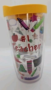 Tervis Becher #1 Lehrer 16 Unzen mit gelbem Deckel Lehrer Geschenk Schule Thema - Bild 1 von 8