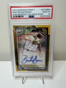 Boston Bateman 2024 Bowman Draft Chrome GOLD SHIMMER Refractor Auto /50 PSA 10 - Bild 1 von 2