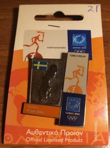 ATHENS 2004 OLYMPIC GAMES. TORCH RELAY PIN. MAP OF SWEDEN 01/JULY/2004 - Picture 1 of 1