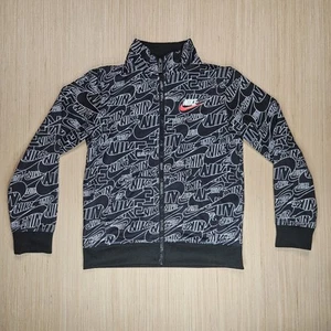 Nike Youth Track Jacket Size 7 Full Zip Black Logo AOP 6-7 Years - Picture 1 of 11