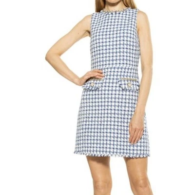 Платье женское Alexia Admor Klara Tweed 10 синяя цепочка мини офис без рукавов - Изображение 1 из 4