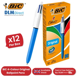 BIC 4 Colours Original Ballpoint Pens Multi-Colour Medium 1.0mm Tip - Box of 12 - Picture 1 of 6