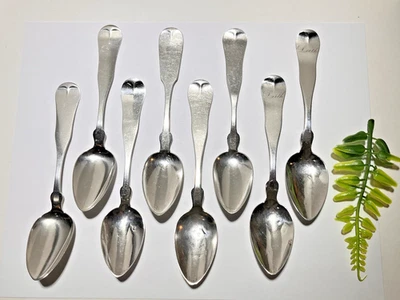 Lote de 8 cucharaditas de plata de 5-7/8" Lg 134,5 gr.  La mayoría con monogramas 90% plata Foto 1 de 4