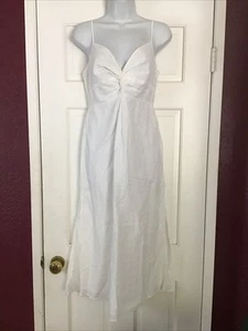 Vestido Aerie Mediano Blanco Algodón Camisola Abertura Laterales Forrado Espalda Calada - Imagen 1 de 9