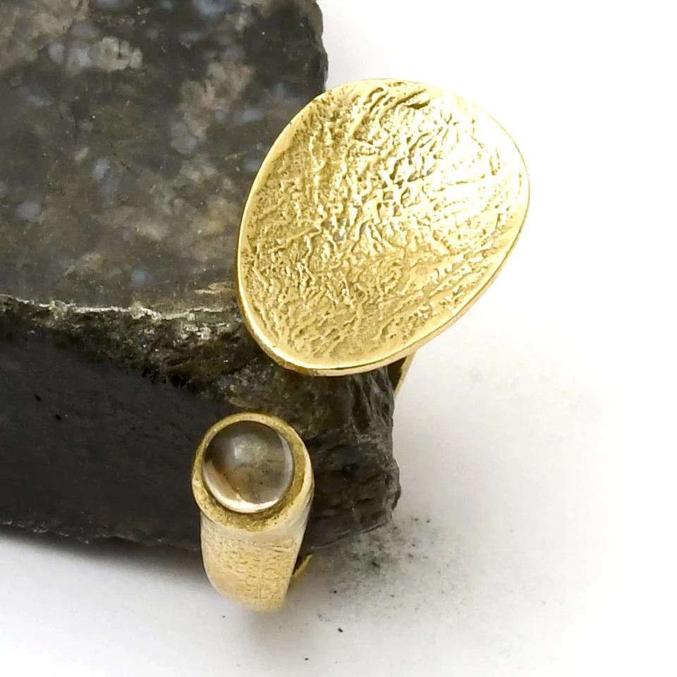 Этническое позолоченное кольцо с розовым кварцем ювелирное изделие в подарок размер США - 9 AR 38469 - Изображение 1 из 1