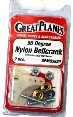 GREAT PLANES 90 Degree Nylon Bellcrank w mounting hardware 2 pcs GPMQ3920 - Image 1 of 2