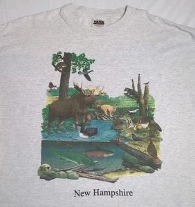 Tultex Vintage 90er 1993 New Hampshire Natur Tiere Grafik T-SHIRT Herren 2XL - Bild 1 von 12