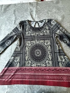 Suzanne Betro Rojo Diseño Boho Mangas Largas Cuello Redondo Talla L Cierre de Cerradura - Imagen 1 de 10