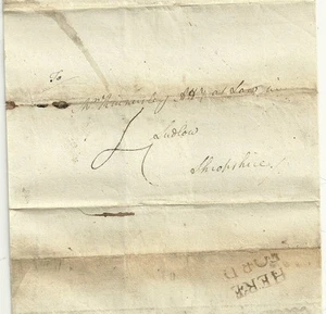 1788  2 LINE HEREFORD POSTMARK ON WRAPPER TO KINNERSLEY ATTORNEY IN LUDLOW SALOP - Picture 1 of 2