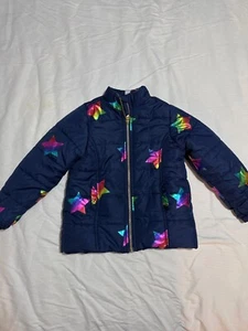 Kids Headquarters Girls Puffer Jacket 5/5T Navy Blue With Multicolor Star 39-11 - Picture 1 of 6