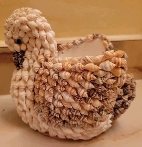 Vintage Shell Art duck goose Swan Folk Art bird Figurine/ Planter - Picture 1 of 3