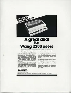 ITHistory AD (1982) SANTEC (SANDERS) "A GREAT DEAL FOR WANG 2200 USERS" - Picture 1 of 1