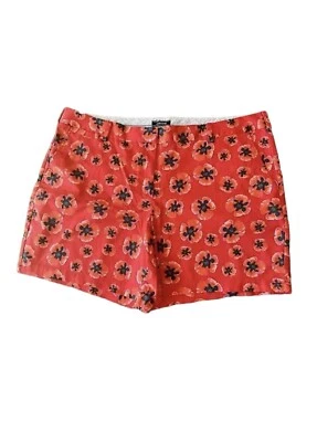 Яркие коралловые красные шорты хлопок плоский передний тропический цветочный принт плюс размер 24 Вт - Изображение 1 из 4