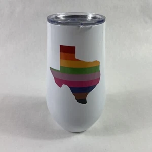 Insulated Tumbler Texas Rainbow White Closure Top Wine Cocktail Beer Tall 16oz + - Picture 1 of 9