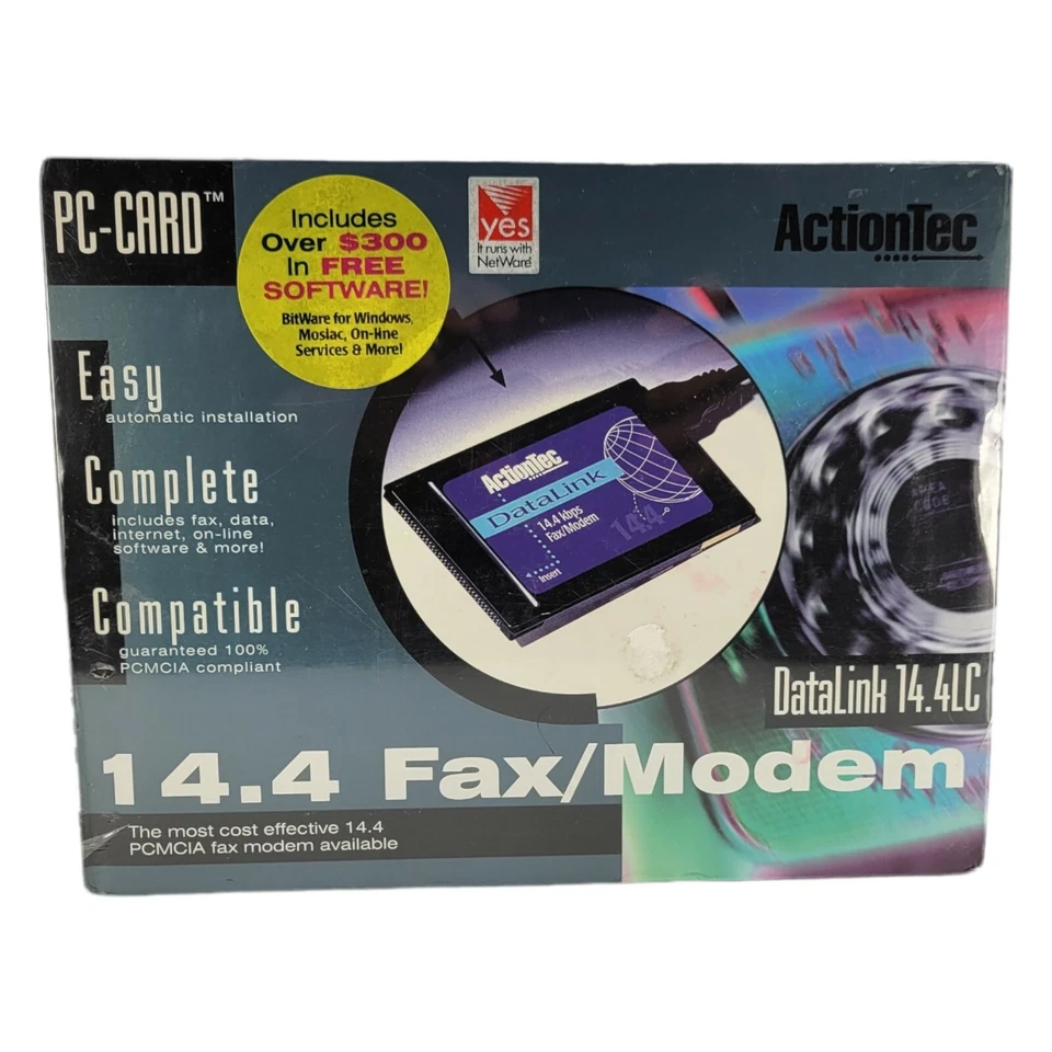 1995 ActionTec 14.4 Kbps PCMCIA Fax Modem Dial-Up Internet Access - Sealed Box - Image 1 of 4