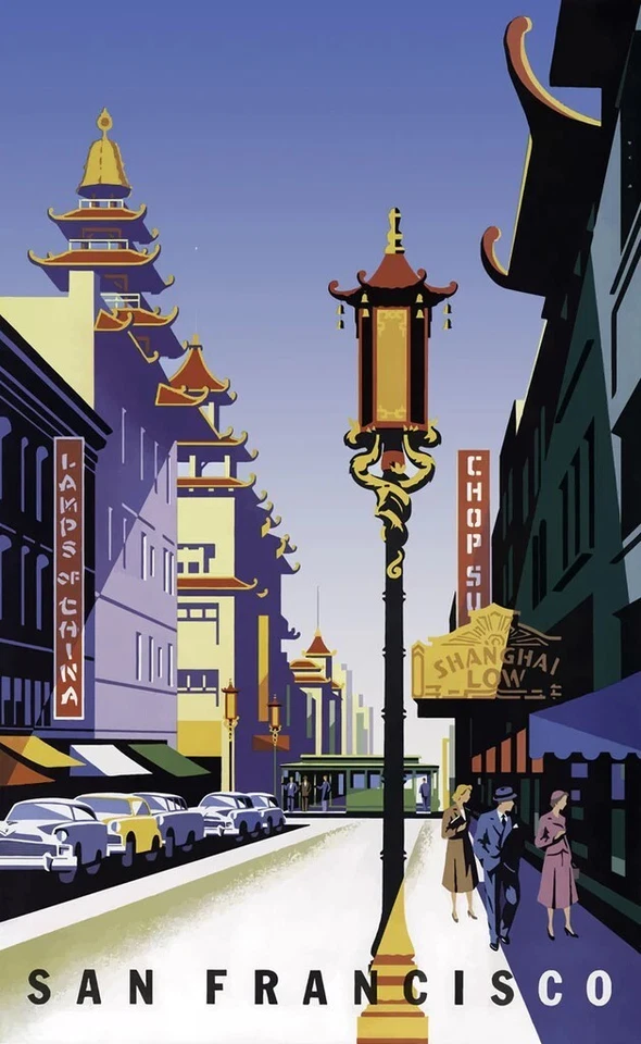 San Francisco Chinatown, Vintage Sophie, Wall Art Print Poster 14" x 11"  1989 - Image 1 of 1