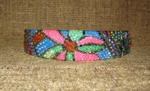 Bejeweled Headband Hand Placed Rhinestone Headband Hand Made Boho Floral Design - Picture 1 of 3