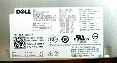 0GJXN1 - Genuine OEM  DELL XPS 8930 460 Watts Power Supply D460AM-03 USA Seller - Image 1 of 4