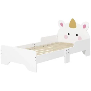 ZONEKIZ Unicorn-Designed Toddler Bed Frame for Ages 3-6 Years, 143x74x67cm White - Picture 1 of 11