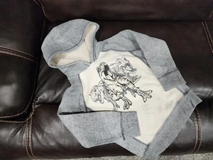 SONOMA SUPERSOFT BOY'S DINOSAUR HOODIE SIZE 6 FLEECE LINED GRAY/OFF WHITE - Picture 1 of 8