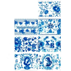 7 Blue & White Gzhel Floral Designs with Religious Icons... Heat Shrink Sleeves - Picture 1 of 3