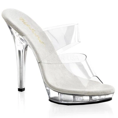 Fabulicious Women's Lip-102 Clear Transparent Double Band Stiletto Pump Heels - Image 1 of 4
