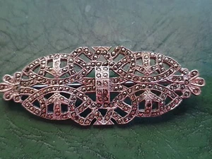 Art Deco Style Sterling Silver and Marcasite Brooch - Picture 1 of 6