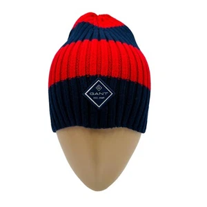 GANT Unisex Rosso & Blu Misto Cotone Berretto Uno Taglia - Foto 1 di 8