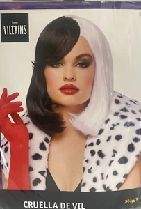 Cruella De Vil Movie Wig 101 Dalmatians Black White Halloween Sophisticated - Picture 1 of 5