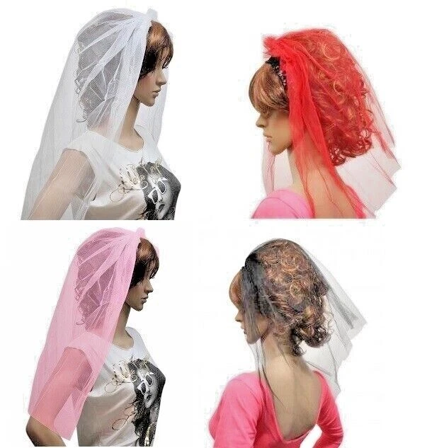LADIES GIRLS  VEIL ON HAIR BAND HEN’S HEAD DRESS FOR FANCY DRESS AND HEN NIGHTS. - Image 1 of 1
