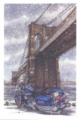 HARLEY DAVIDSON CHRISTMAS CARDS #X818 HARLEY DAVIDSON UNDER THE BRIDGE (10) - Image 1 of 4