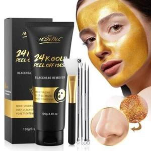 Blackhead Remover Mask 24k Gold Peel Off Mask Gold Facial Mask Antiaging Deep Cl - Picture 1 of 9