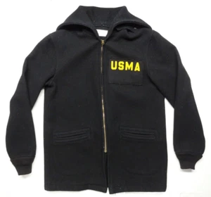 USMA West Point 36R Cadetto Vintage Cappotto Lana Giacca Scovill Zip Cappuccio Anni 50 Mil Academy - Foto 1 di 21