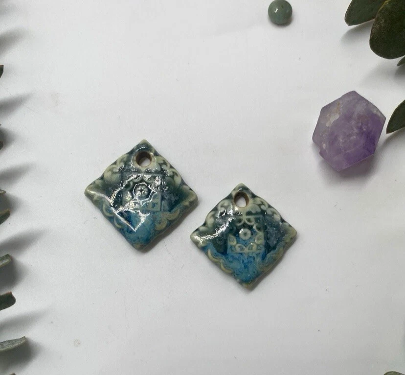 Handmade Ceramic Earring Charms / Ceramic Earrings Dangles  - Image 1 of 1