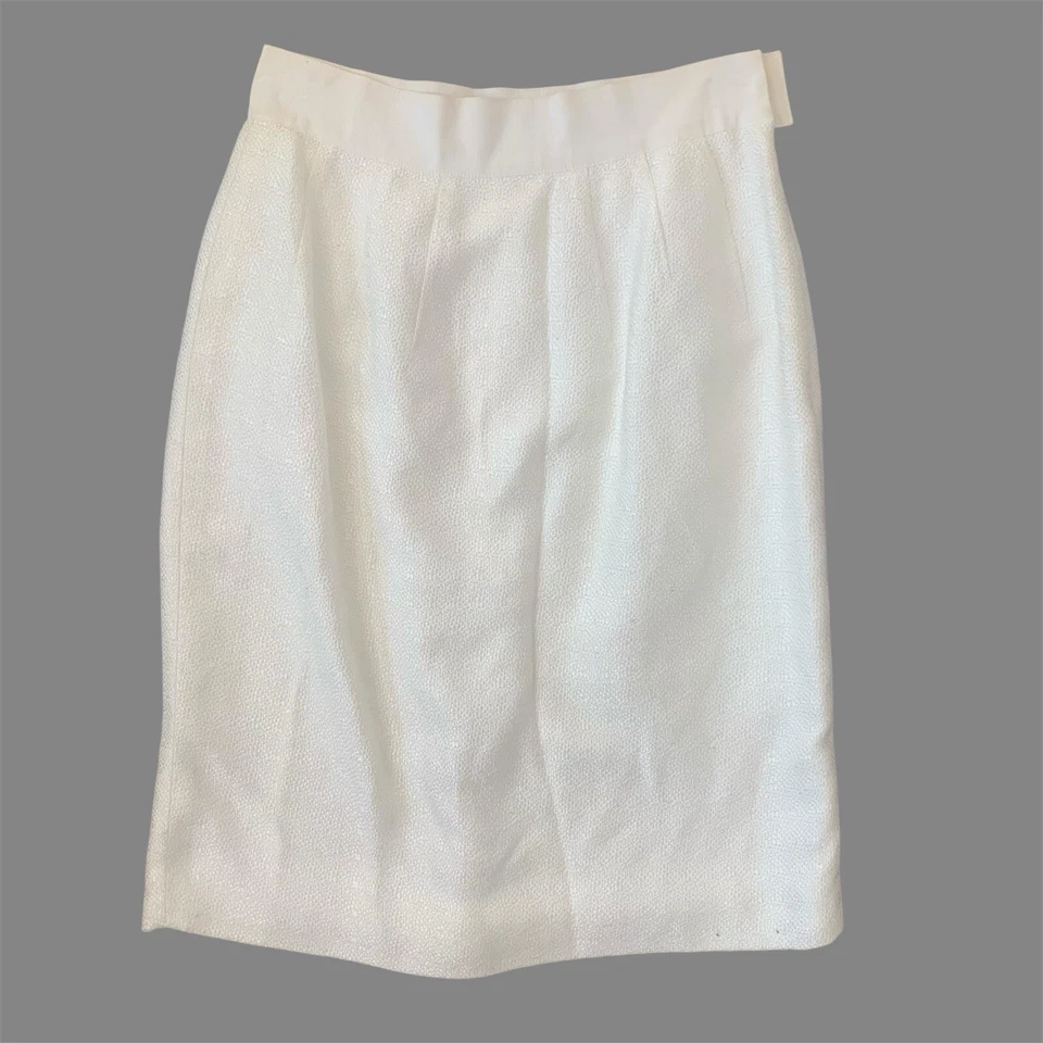 Falda Valentino Mujer’s 8 Blanco Texturizado Recto Lápiz Hecha en Italia Lujo Foto 1 de 4