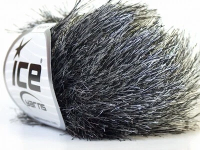 8-Skein Lot Eyelash Yarn bulky 8x50g black white - Image 1 of 4