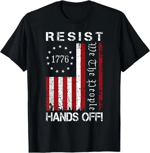 Resist Hands Off Protest We The People Flag Save Democracy T-Shirt - Picture 1 of 5
