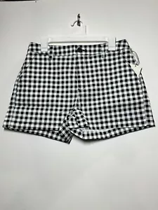 Women's Gingham High-Rise Chino Shorts - A New Day Black 10/3" - Picture 1 of 2