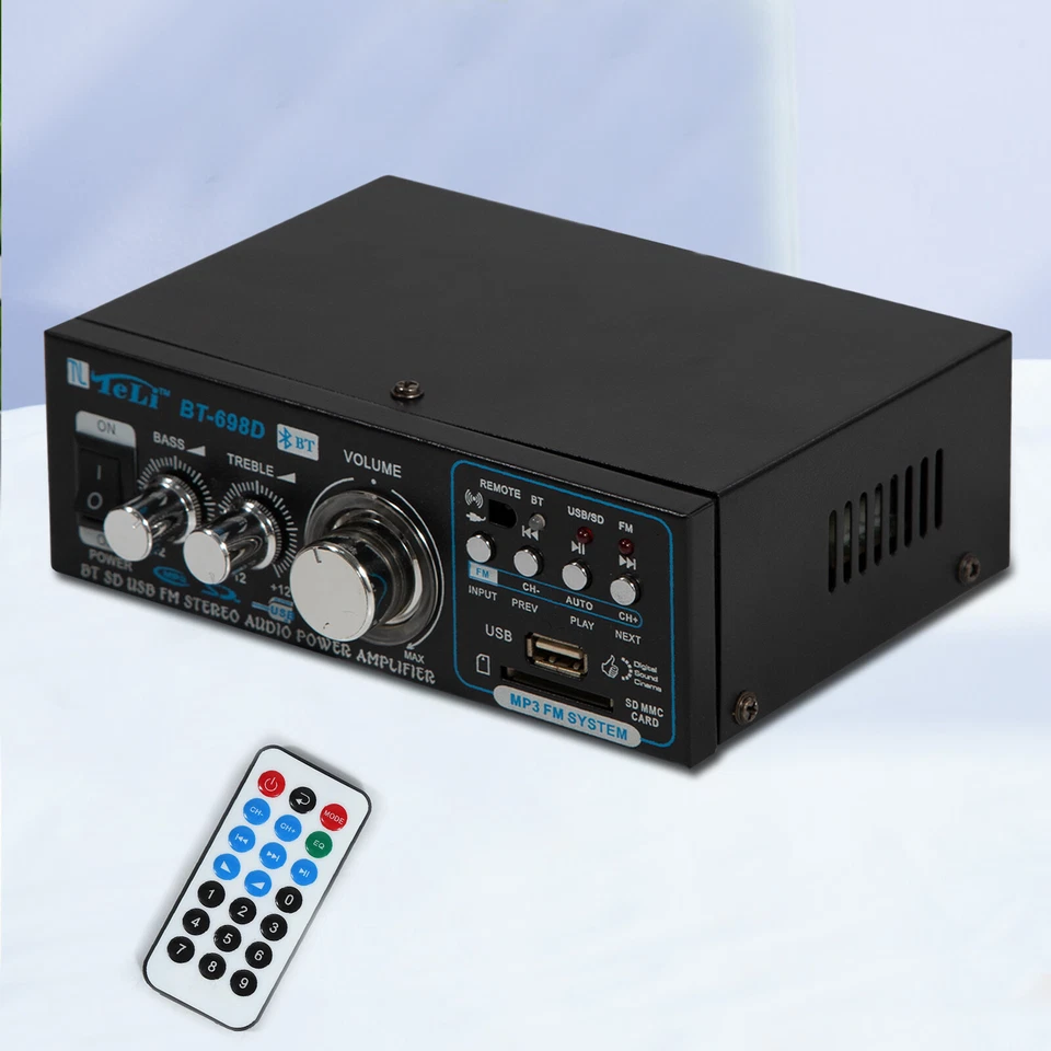 Schwarz Bluetooth Verstärker HiFi Stereo Amplifier 2 Kanal Mini Audio Verstärker - Bild 1 von 4