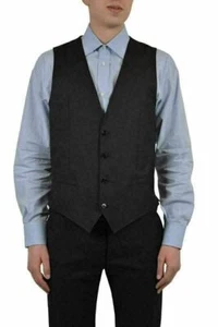 Dolce & Gabbana Men's Black Wool Silk Button Down Vest US 38 IT 48 - Picture 1 of 3