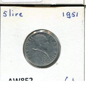 5 LIRE 1951 VATICAN Coin Pius XII (1939-1958) #AW852U - Picture 1 of 3