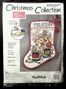 NeedleForm Christmas Collection Mini Stocking #82260 Dressing Up Rudolf Kit - Picture 1 of 5