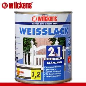 Wilckens 750 ml vernice bianca 2 in 1 lucida per interni ed esterni basso odore - Foto 1 di 1